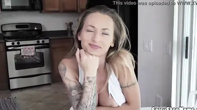 Russian stepmother POV style blowjob with her stepson